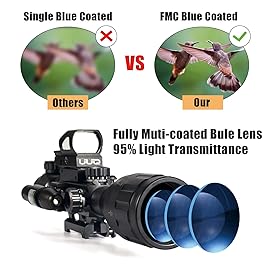 UUQ 4-12&16X50 AO Rifle Scope Red/Green Illuminated Range Finder Reticle W/Green Laser - Holographic Reflex Red Dot Sight - 5 Brightness Modes Flashlight (4-12X50 AO)