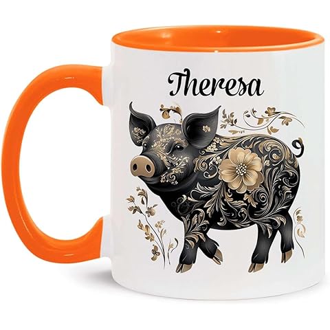 Custom Pig Lover Ceramic Mug, Gift For Birthday Christmas, Personalized Name Pig Cu...