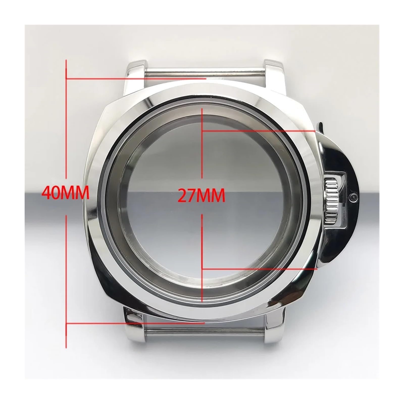 Caja de reloj plateada de 40 mm, cristal de zafiro de 28,5 mm, esfera de 5 ATM, adecuada con asa, compatible con NH35 NH36 4R36