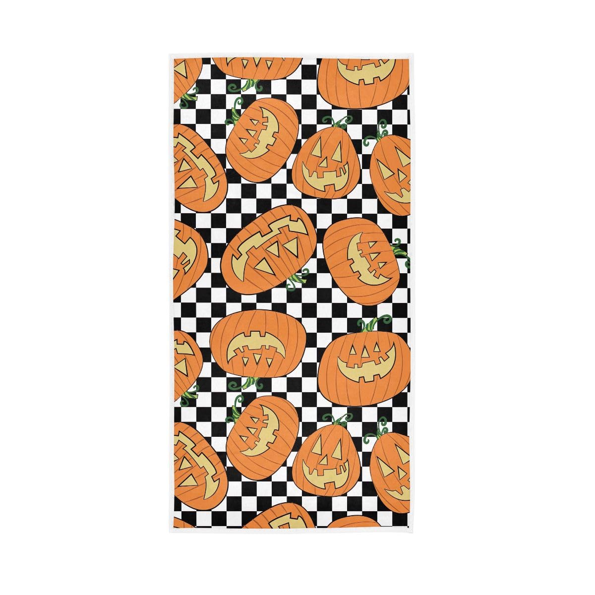 LSRCPD Halloween Pumpkins Black White Plaid Decorative Hand Towels for Bathroom, Hand Towel for Bathroom, Travel, Camp, Hotel, Spa 15 x 30 Inches
