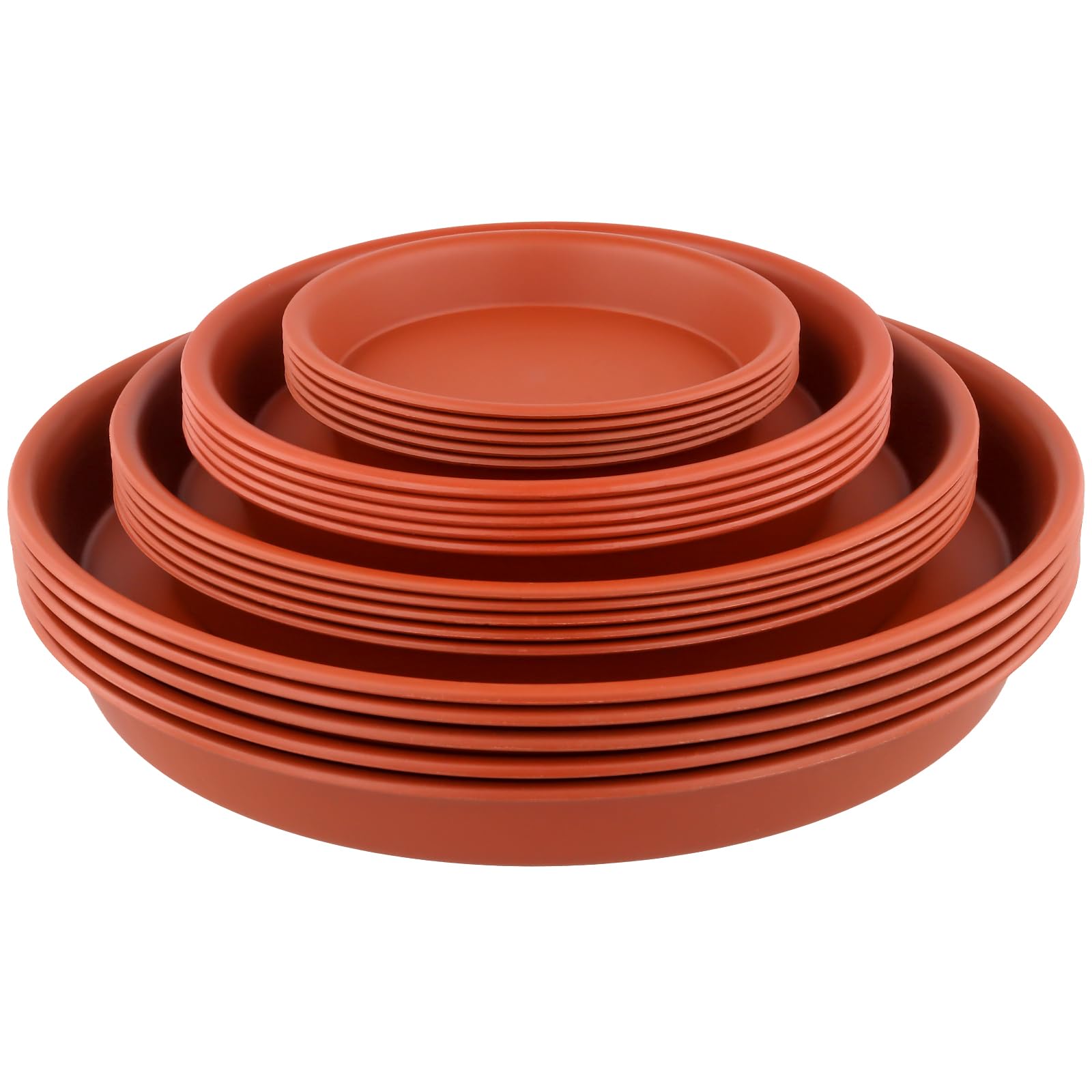 MUKSUET 20Pcs Plant Pot Saucers 14/19/24/30 CM, Plastic Drip Trays Plant Trays For Pots, Red Round Plants Flower Pot Saucers for Indoor Outdoor Garden Balcony