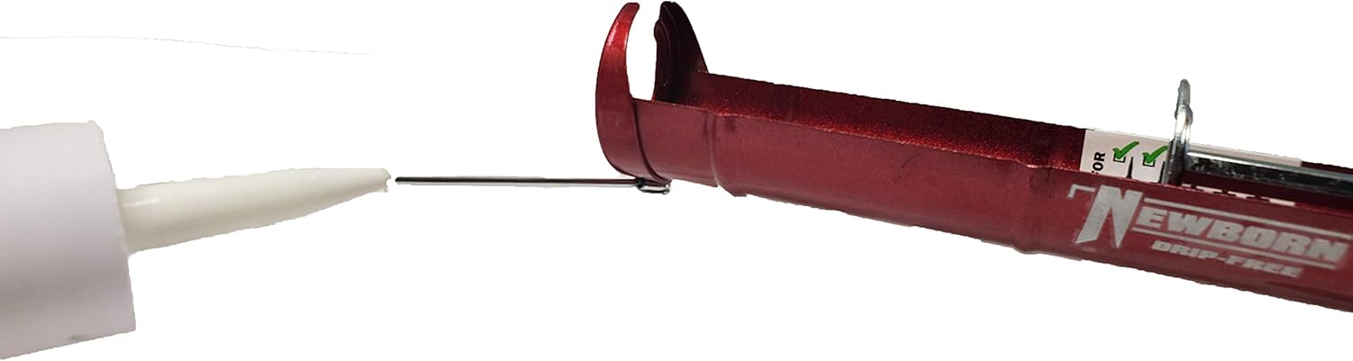 Using the built-in spout cutter and puncture tool on the Newborn 930-GTD Caulking Gun.