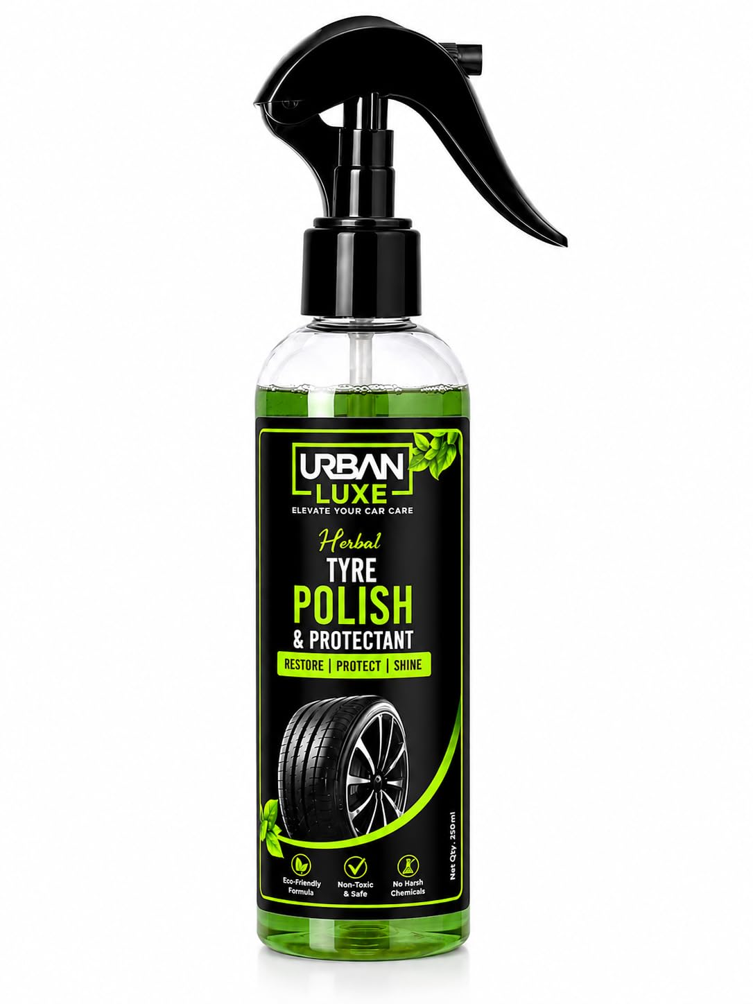 Herbal Neem Extract Bike & Car Tyre Polish 250 ml | Extreme Black Tyre Shine Spray | Long-Lasting, Dirt Repellent & Non-Greasy Formula | Restores Faded Tyres | Skin-Friendly Formula-image-22