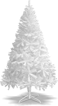 New 5 6 7 7.5 White Classic Pine Christmas Tree Artificial Realistic Natural Branches-Unlit with Metal Stand 7 White