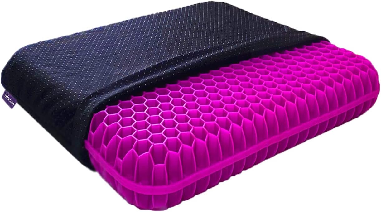 Sbriun Extra Thick Gel Seat Cushion Pillow - Enhanced Double Office Chair Car Egg Seat Cushion Pillow for Back, Coccyx & Tailbone Pain Relief Pad - Pressure Reducing Honeycomb Designed for Comfort