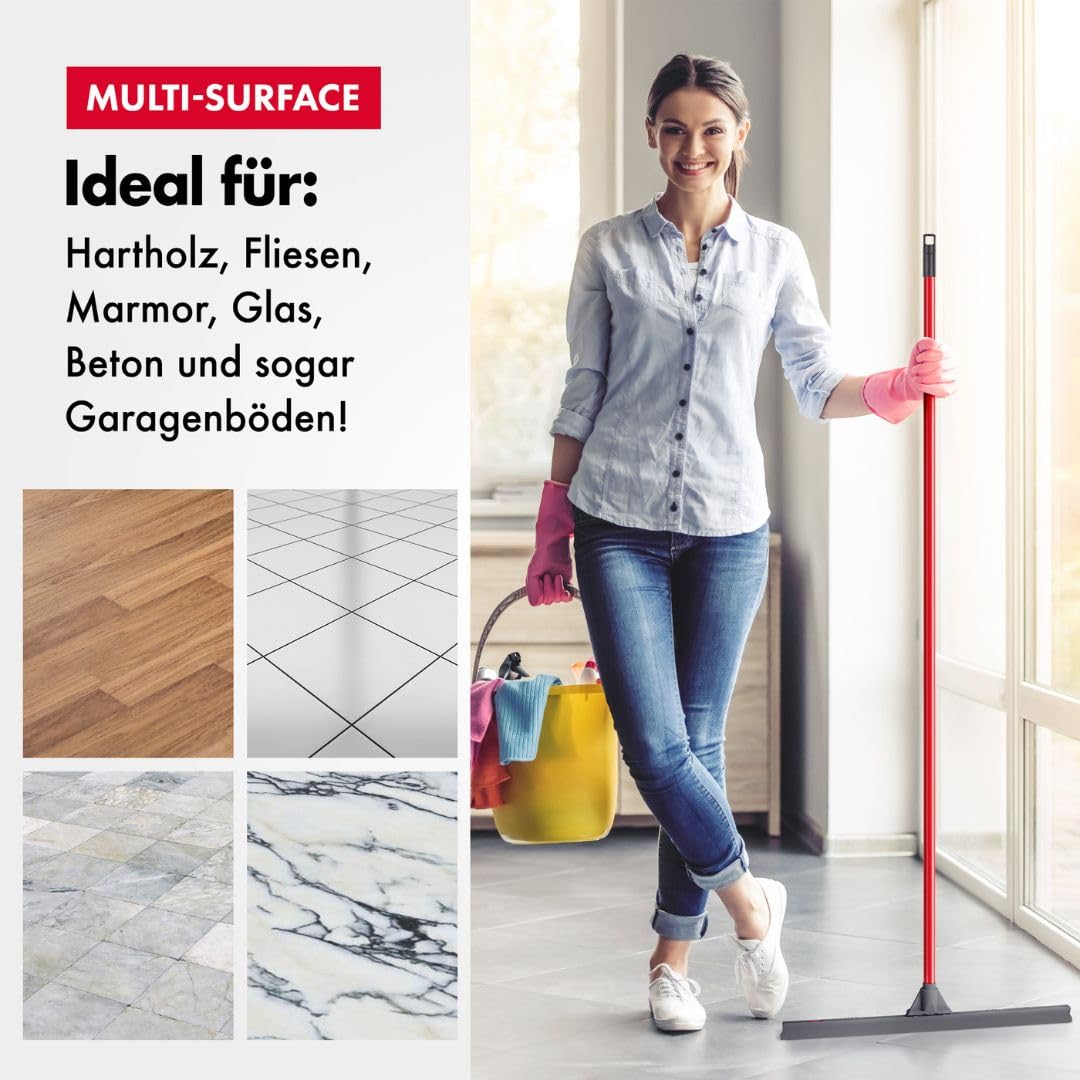 Tyroler Wasserschieber Bodenabzieher 60cm Silikon-Lippe mit Abzieher Boden | Wasserschieber mit Stiel 4-teiligem Griff 140cm | Wasserabzieher Boden geeignet für alle Oberflächen, Abzieher Dusche Boden