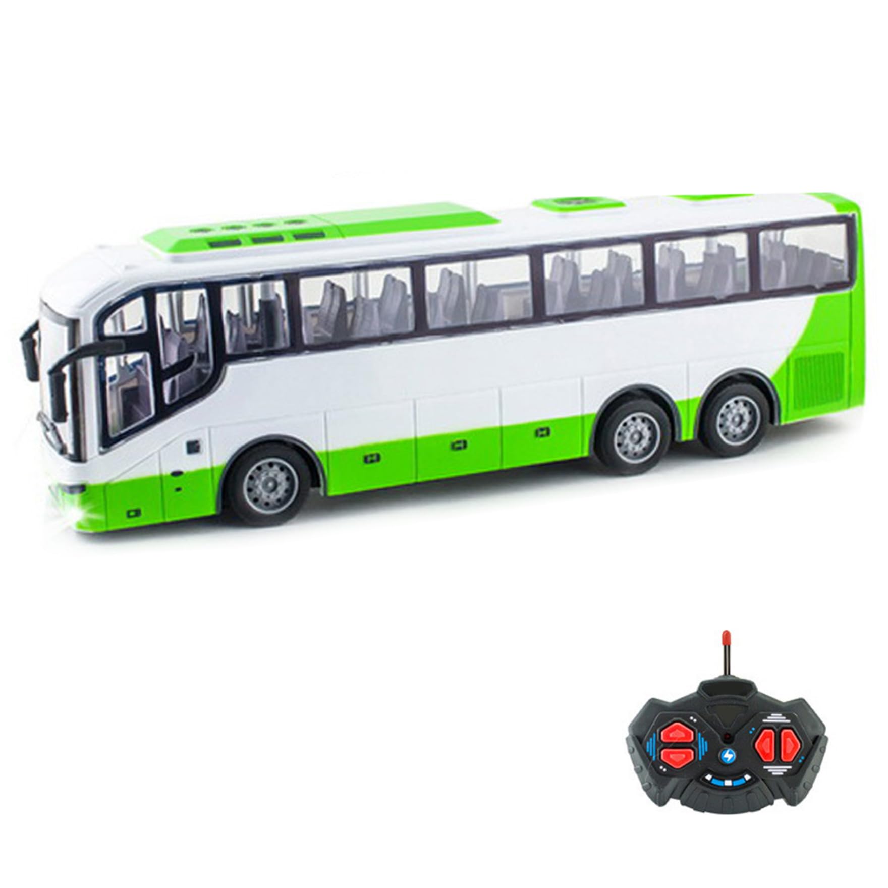 Bus jouet, jouet de bus électrique sans fil de 12, 4 x 3, 2 x 4, 5 pouces, simulateur tourisme réaliste à l'échelle 1:30, télécommande amusante, créatif pour garçons et filles, sans batterie, vert