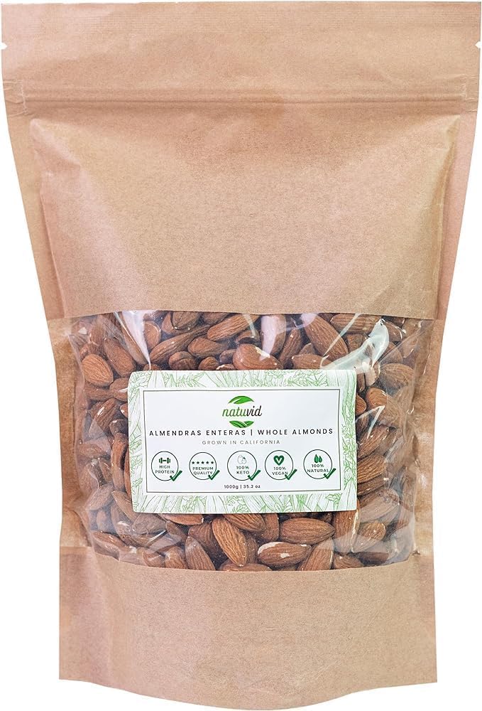 Almendra entera NATUVID California Premium 1Kg Vegana y Vegetariana