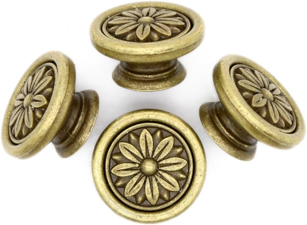 LXZ 4 PCs Vintage Antique Brass Knobs Handles LargeSize Knob Pulls