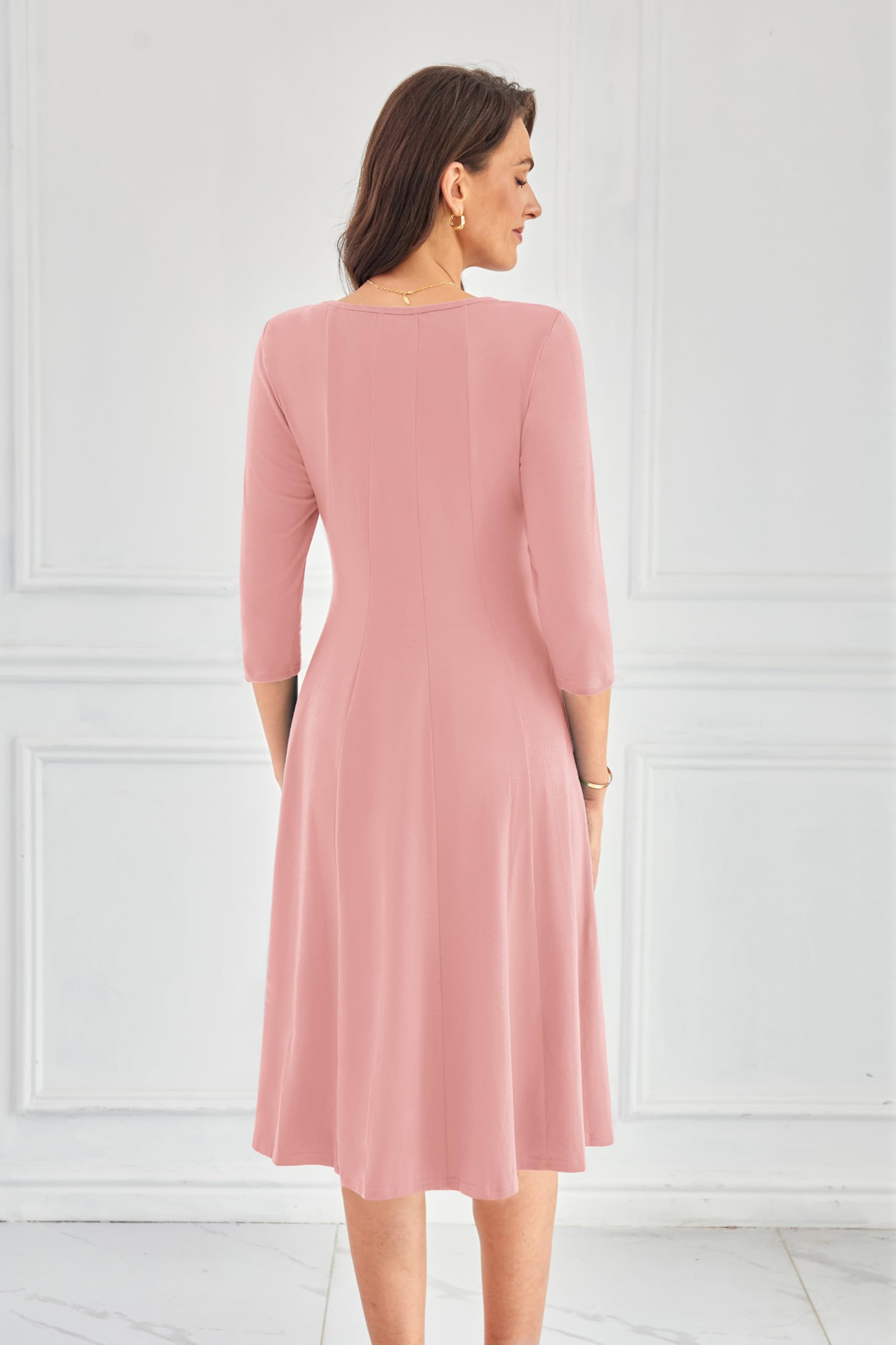 GRACE KARIN Abito midi da donna vintage a linea A con maniche 3/4 per ospiti matrimonio, UK Prom formale vintage