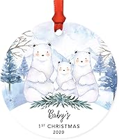 Vista 87 de Andaz Press Adorno de recuerdo de Navidad de metal redondo personalizado para la familia, My First Christmas As Gigi 2024, acuarela de osos polares