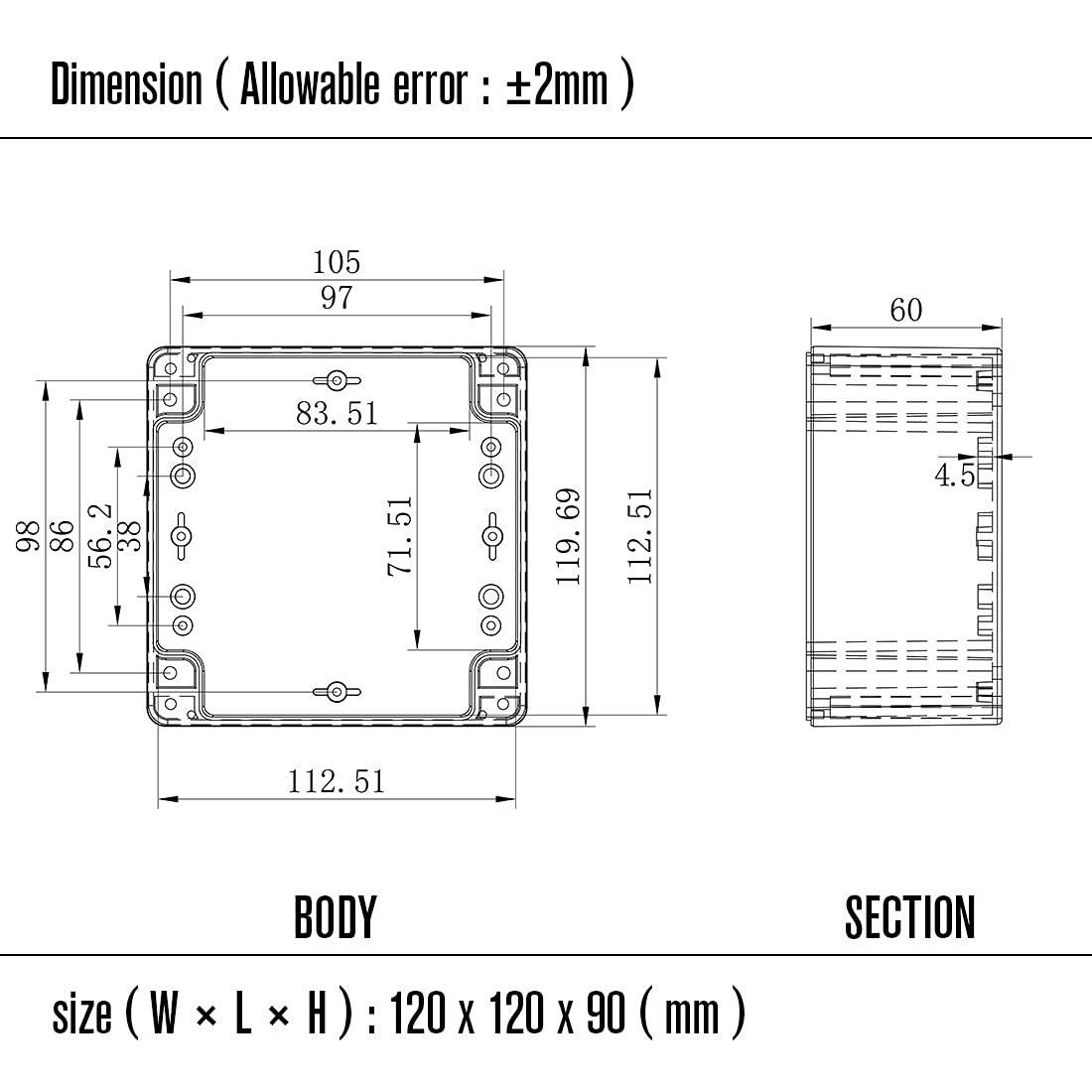 Waterproof Electrical Box - IP65 Dustproof Enclosure -8