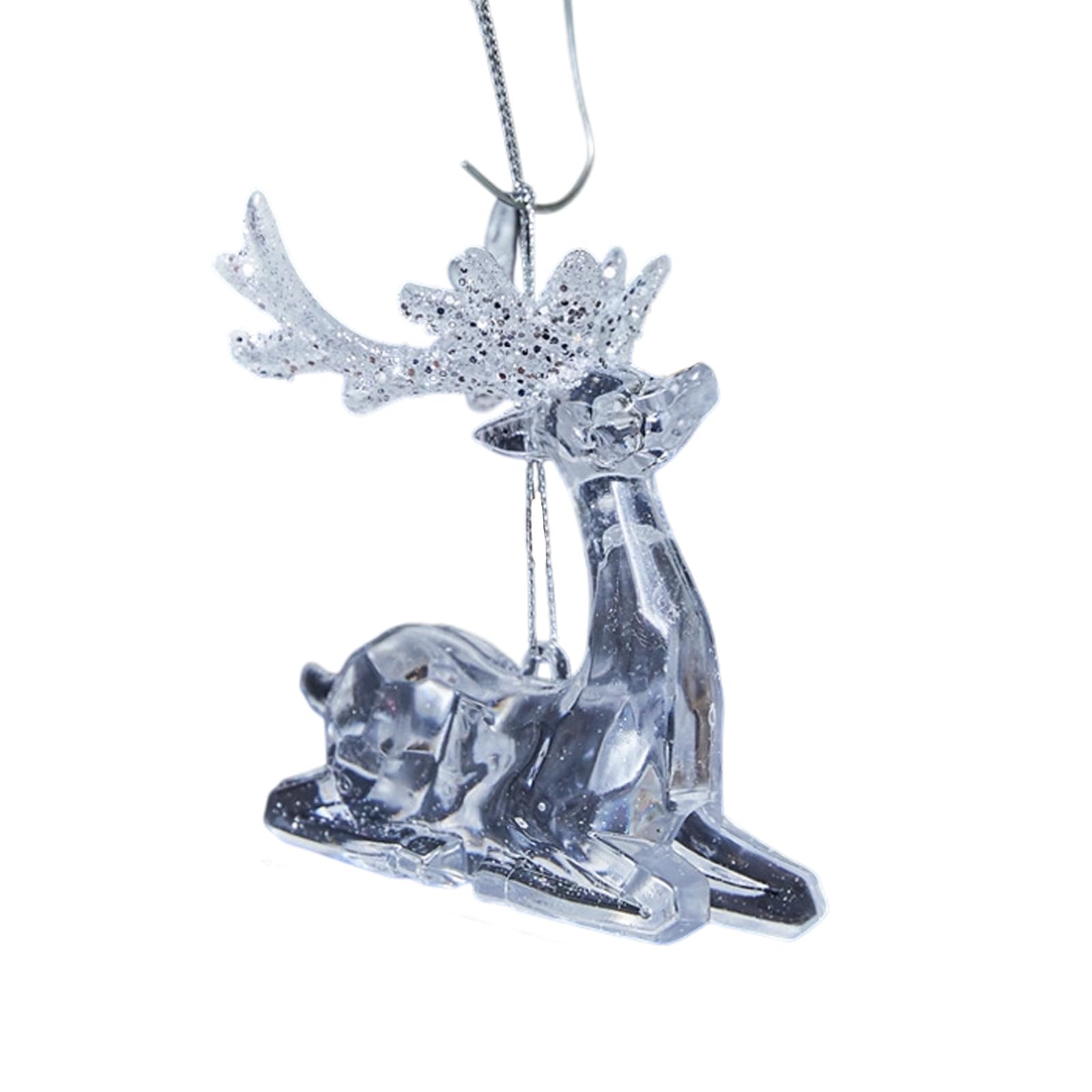 Nucelit Shatterproof Clear Acrylic Christmas Tree Hanging Decorations Shimmering Deer Butterfly Snowflake Hanging Ornament Glittering Festival Tree Decoration