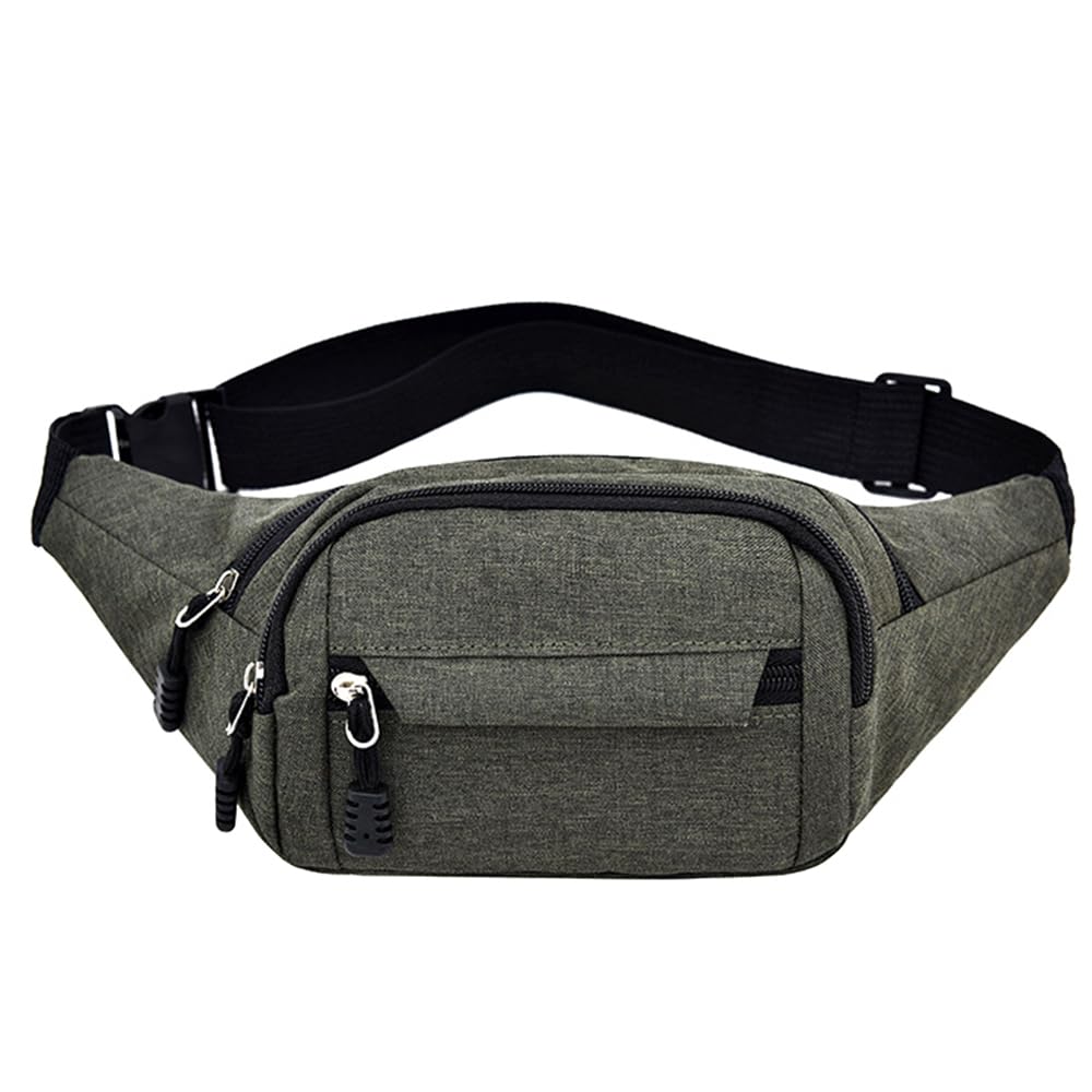 ROUGH FIT Bumbag Waist Bag, Multi-Pocket Fanny Pack 3-Zipper Pockets with Adjustable Strap, Unisex Lightweight Casual Waist Bag for Outdoor Daily Use, Travel and Sports (Dark Grey)