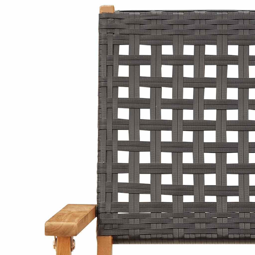 Set da bistrò da giardino, 3 pezzi, nero, in polyrattan e legno massello di acacia, tavolo da giardino pieghevole con 2 sedie, per balcone, terrazza, cortile