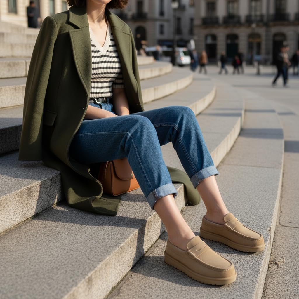 CUSHIONAIRE Ollie Cozy Genuine Suede Clogs for Women, Comfortable Slip-On Mule Loafers with Faux Fur Lining, Memory Foam Cushioning and Durable Rubber Sole - Image 8