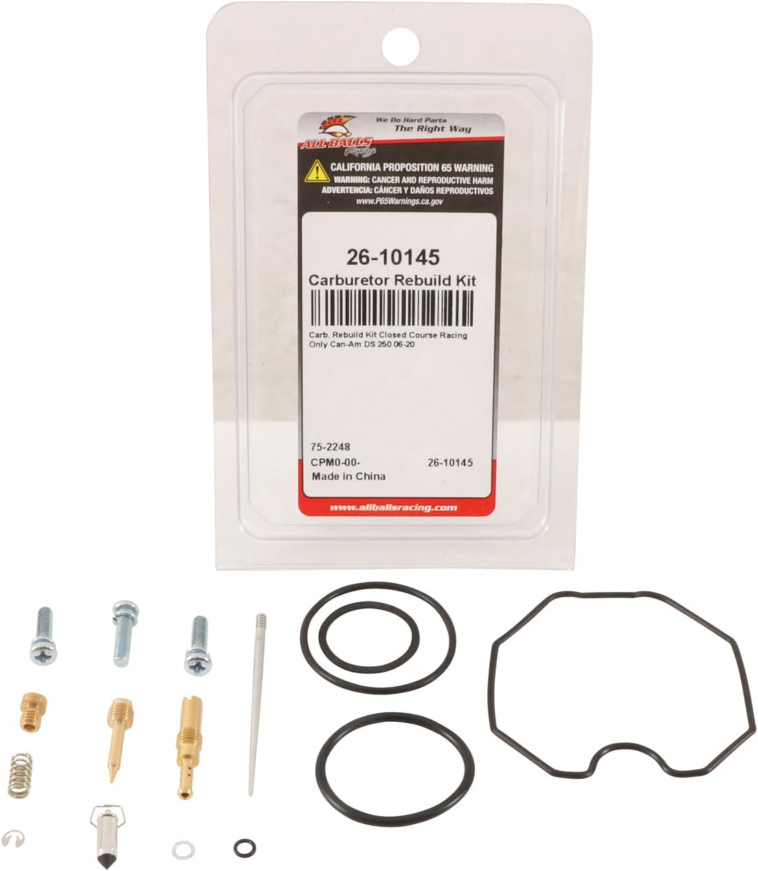 All Balls 26-10145 Carburetor Rebuild Kit Compatible With/Replacement For Can-Am DS 250 2006-2024