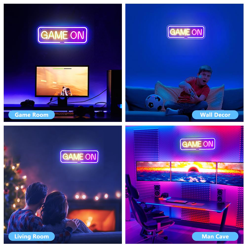 GAME ON neonowe światło, neonowy szyld LED, zasilany przez USB, napis do gry, neonowy znak świetlny do piwa, baru, pokoju gier, dekoracja ścienna