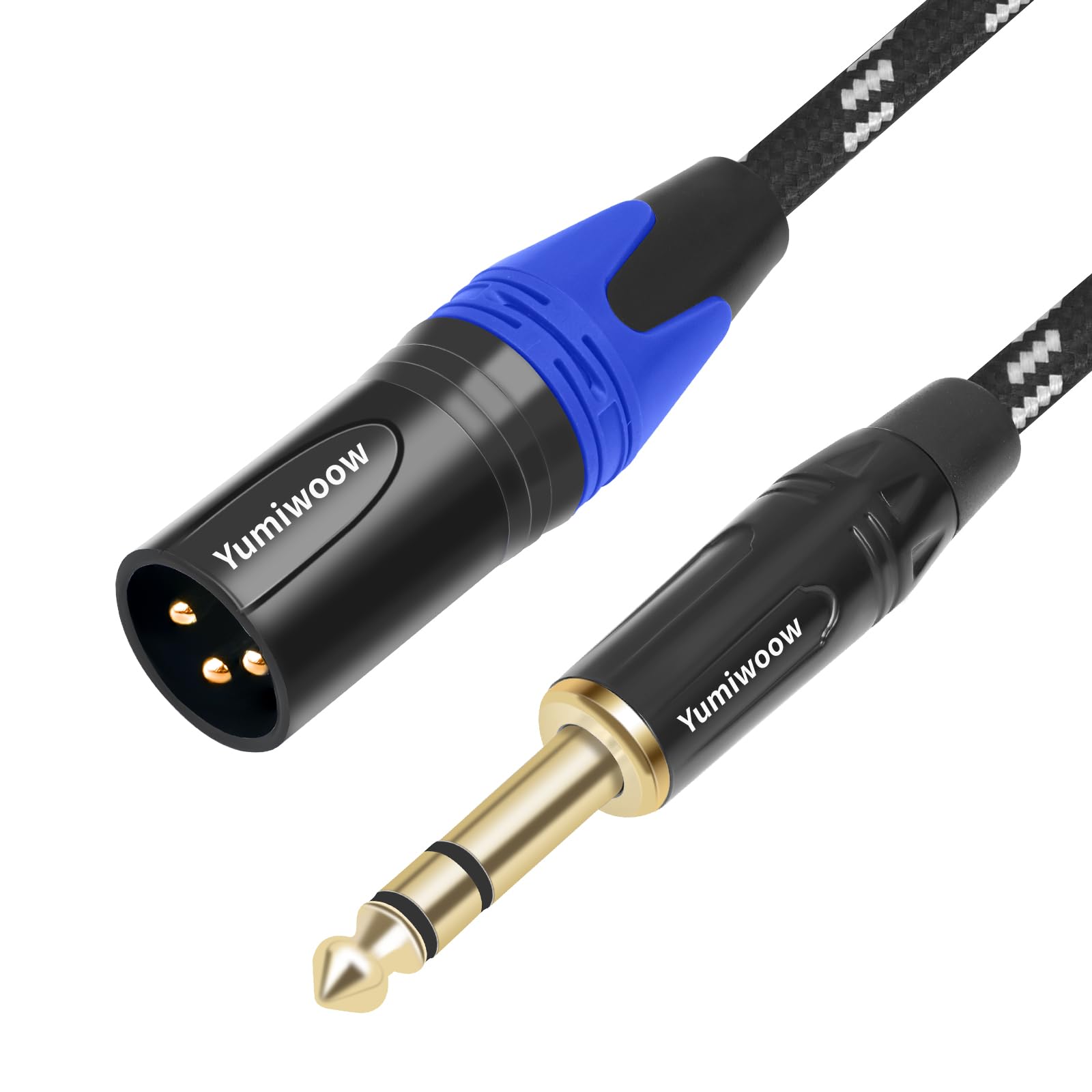 Mikrofonkabel, 1,8 m, 6,35 mm (6,35 mm) TRS auf XLR-Stecker, 6,35 mm Stereo-Klinkenstecker auf XLR-symmetrisches Verbindungskabel, kompatibel mit Lautsprechern, Audio-Konsolen, 2 Stück