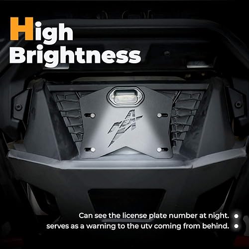 Miniatura 8 de KEMIMOTO Soporte universal para matrícula UTV con luz, kit de matrícula de aluminio UTV compatible con Can-Am Maverick X3 Polaris RZR Ranger