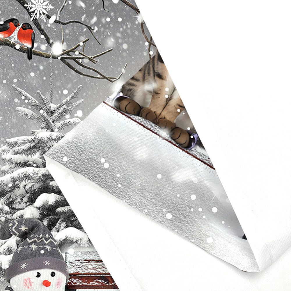 BOARDFEB Christmas Shower Curtain, Red Winter Xmas Tree Snowman Merry Christmas Shower Curtains For Bathroom Decor Washable Durable Fabric Holiday New Year Shower Curtain With Hooks 72x72 Inch