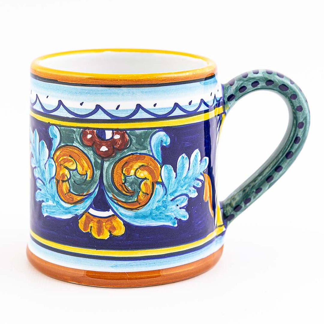 thatsArte.comItalian Ceramic Mug Geometrico 38E - Hand Made Pottery Coffee Mugs, Deruta Italian Pottery, Painted Mug, Italian Ceramic, Made in Italy, Handmade Painted Coffee Mugs, Mugs Handmade