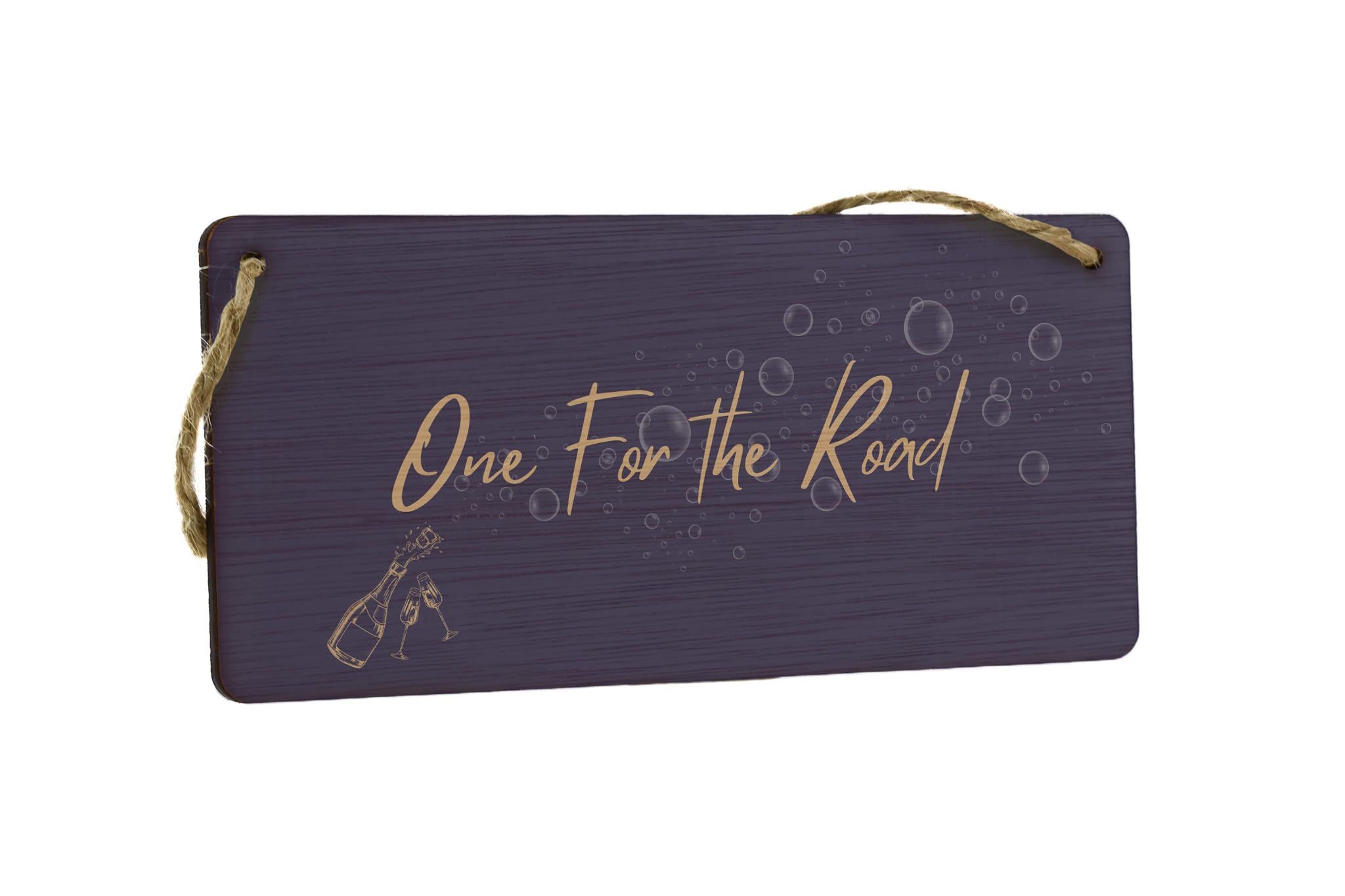 Unique Plywood Hanging Sign | Idea for Home Decor | Funny Novelty Bar Sign | Elegant Design - One for the Road | Fun Drinking Idea for Dad, Mum, Couples | (smlsgn-ds23-oneforthe)