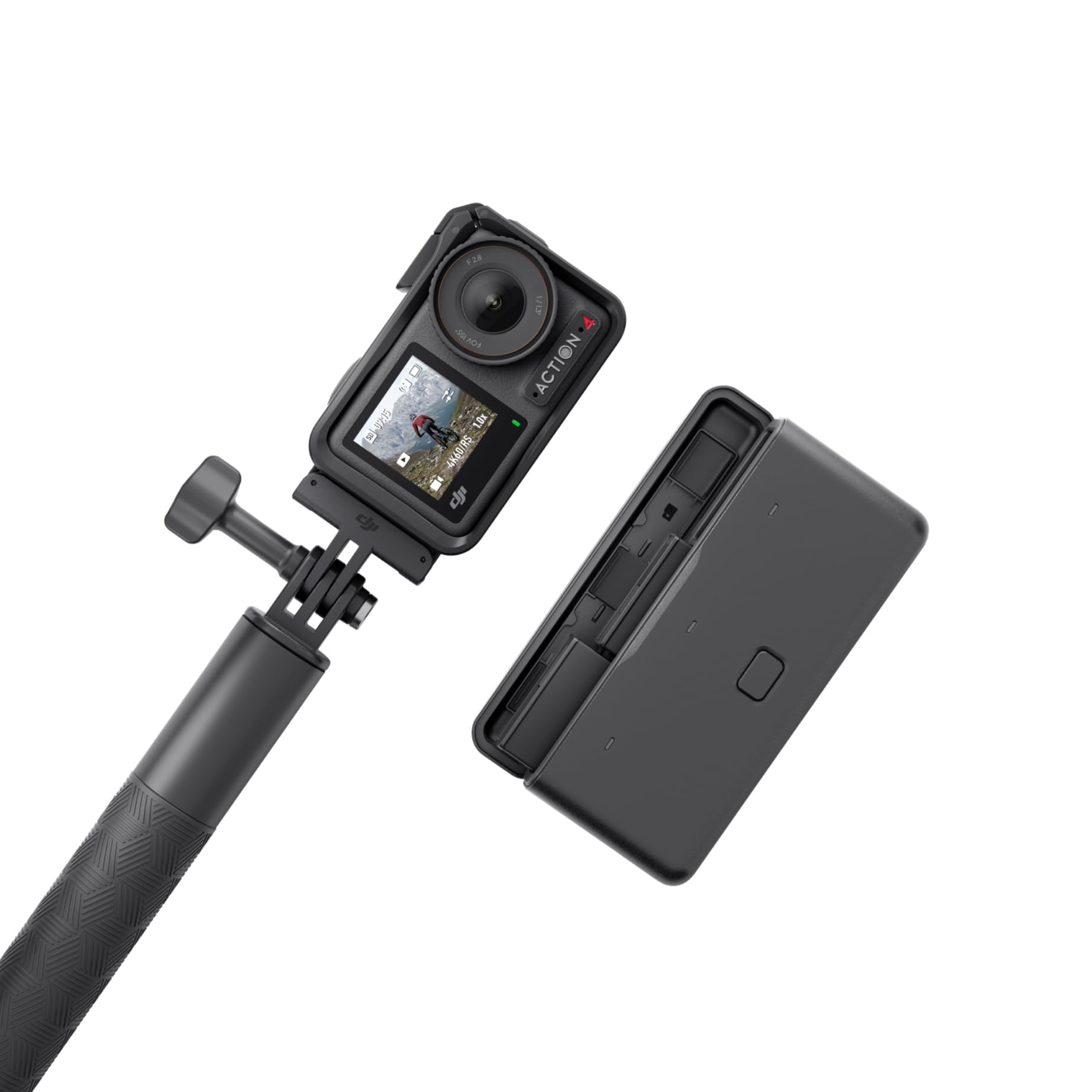 DJIOsmo Action 4 Adventure Combo, 4K/120fps Waterproof Action Camera with a 1/1.3-Inch Sensor, 10-bit & D-Log M Color Performance, Up to 7.5 h with 3 Batteries, Outdoor Camera for Travel, Biking