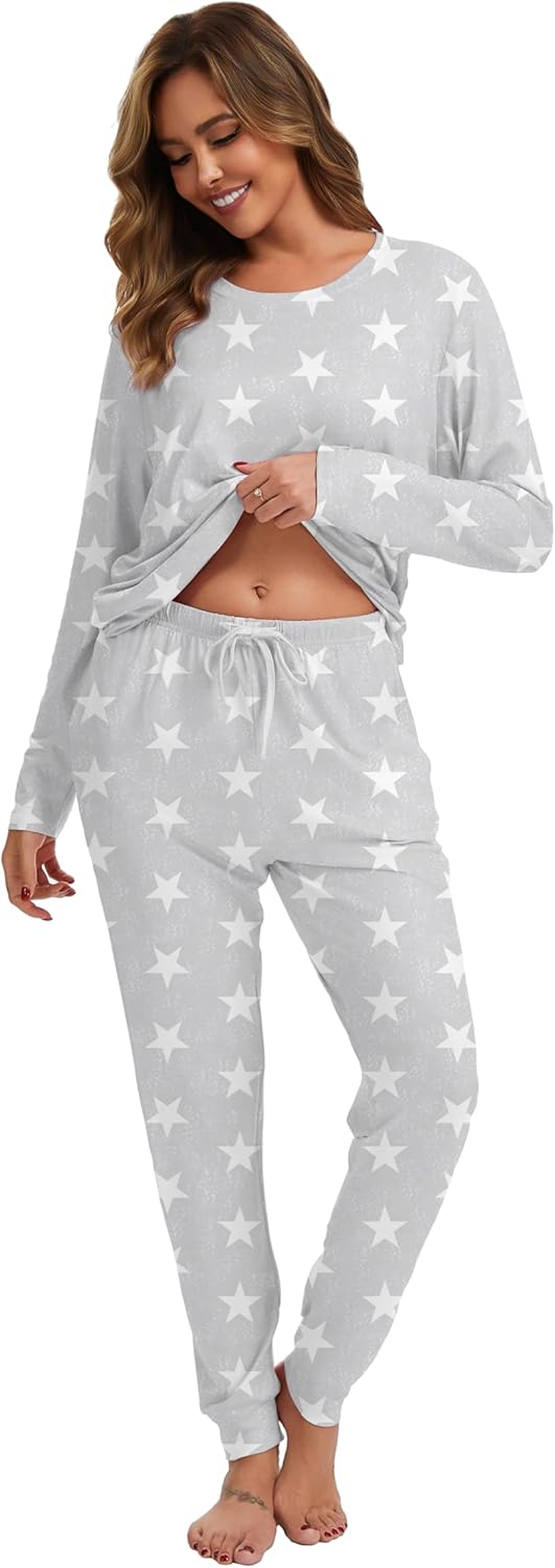2 Piece Pjs Set For Womens Pajamas Lounge Set Long Sleeve Joggers Pants Sleepwear with Pockets - Image 4