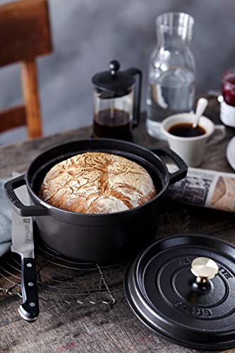 Image of Staub La Cocotte Round 40500-281 inchPico Cocotte Round, Black, 11.0 inches (28 cm), Two-Handed, Enameled Pot, Waterless Cooking, Induction Compatible