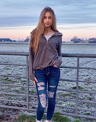 Roswear Women's Ripped Mid Rise Destroyed Skinny Jeans Slate Blue S #TOP3