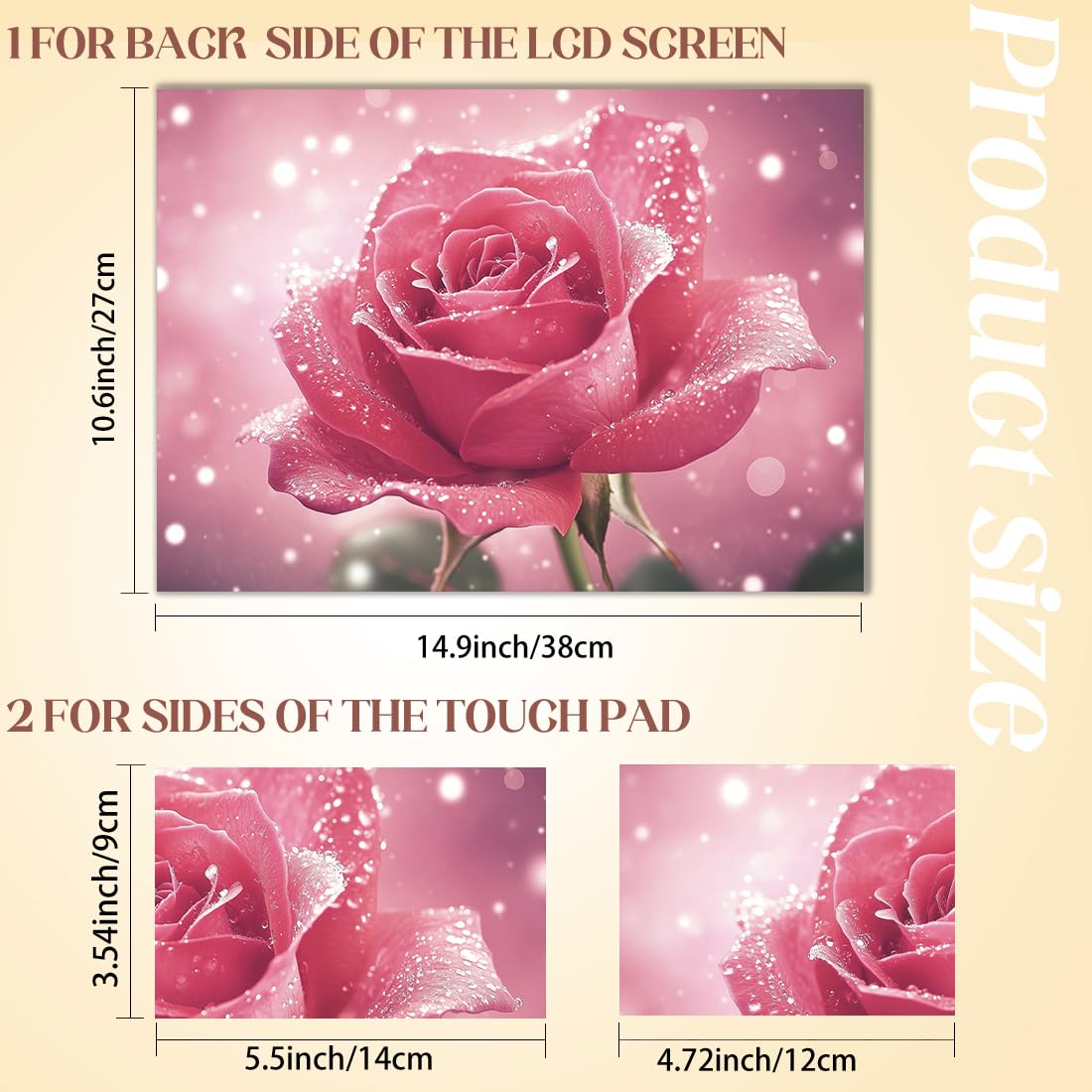 SUPERDANT Pink Rose Laptop Skin Decal Shining Rose Universal Notebook Art Decal Notebook PC Protector 12 13 13.3 14 15 15.4 15.6 Inches Vinyl Cover Removable Removable Vinyl Skin Cover - Image 2