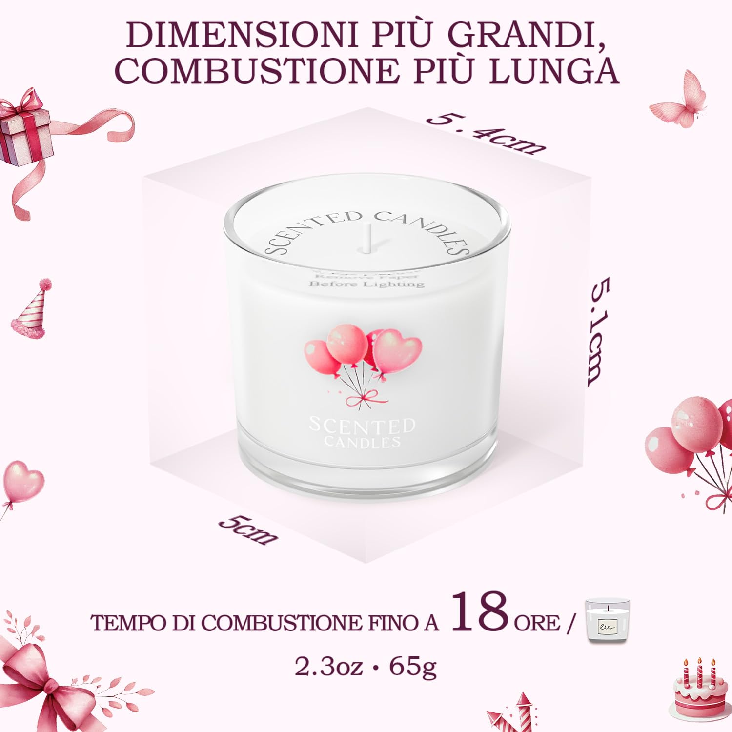 CHILLFLAME Regalo di Compleanno per Donne, Set di Candele Profumate per Alleviare lo Stress, 6 Candele di Compleanno in Vetro per Donne e Uomini (6 Colori, 400g)