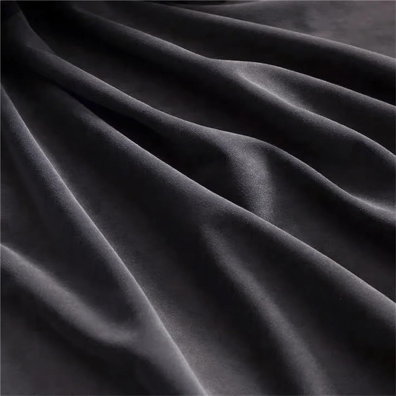 Tela de terciopelo liso mate de 1 m / 2 m de ancho para fundas de sofá, mantel, cortinas, costura, tela de terciopelo suave para coser (gris oscuro, 2 m (200 cm x 140 cm)