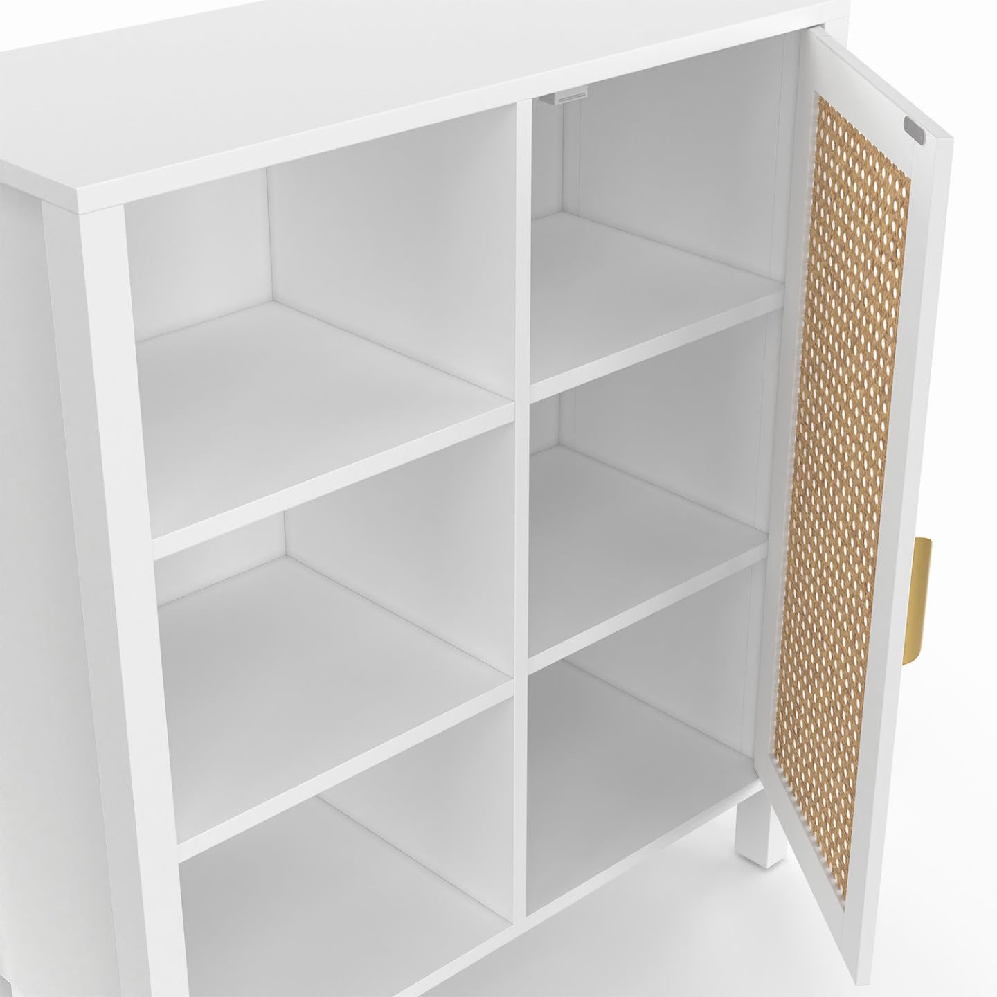 IDMarket - Buffet auxiliar con 3 estantes y Armario 70 cm EDHEN Blanco con cannage