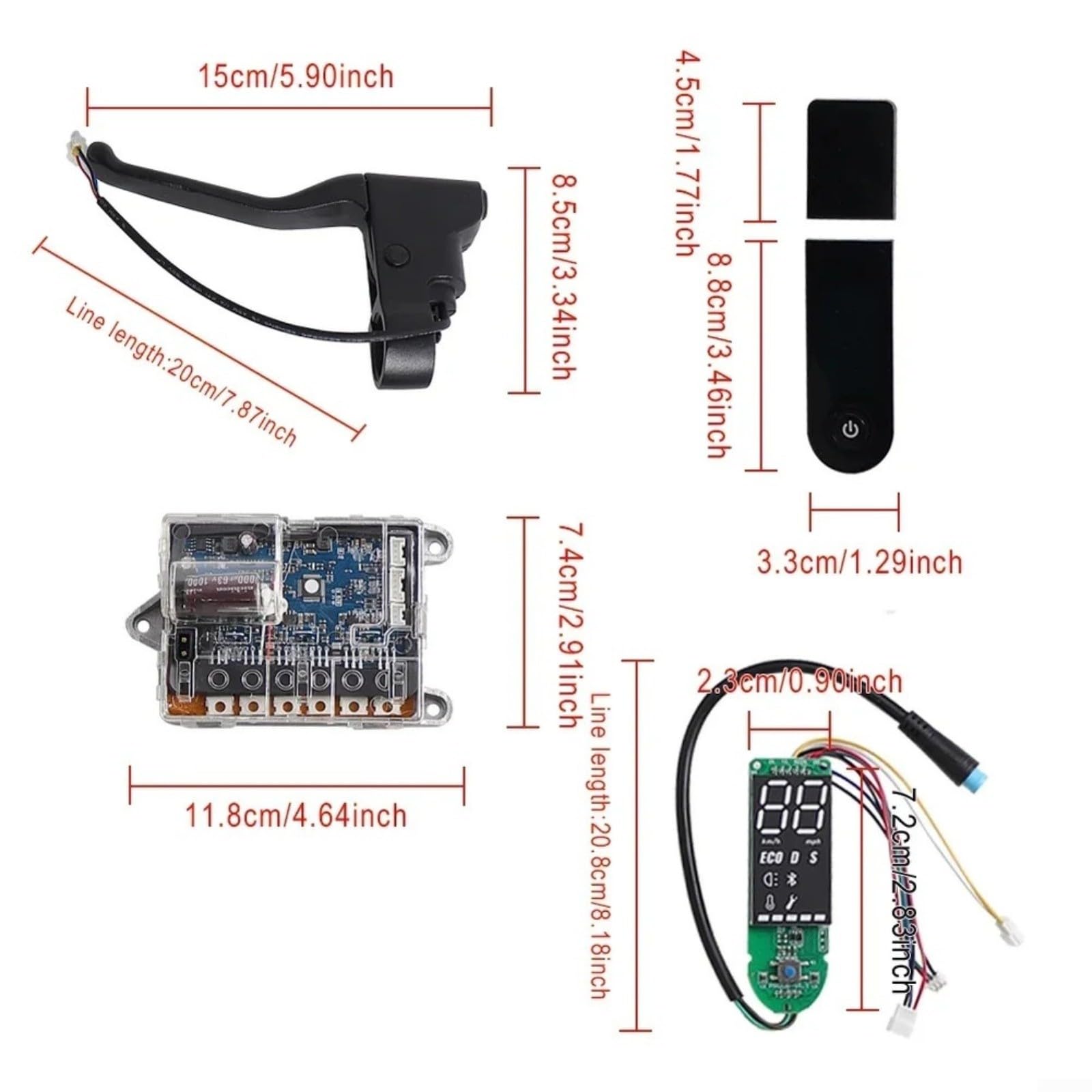 Kit de commande de scooter 7 pièces pour Xiaomi M365/Pro Trottinette électrique avec tableau de bord, accélérateur, câblage de phare et feu arrière, noir, pour commutation en ville (M 365 Pro Kit)