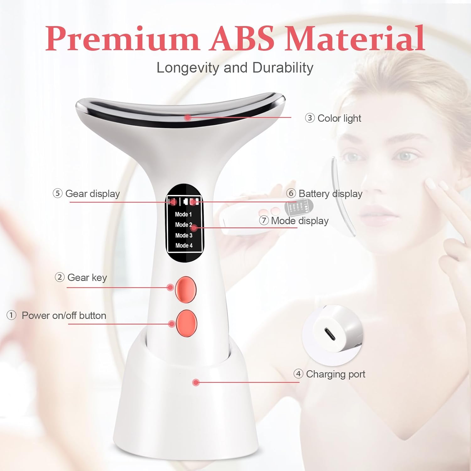 Face and Neck Massager for Skin Care,Multifunctional Electric Sculpting Tool Beauty Device for Home Use Enhanced with Triple Action Thermal and Vibration Technologies for Face Neck Shoulder Care - Image 3