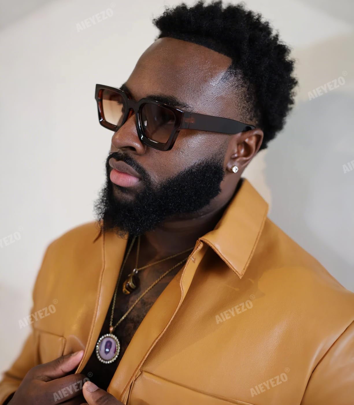 AIEYEZO Square Sunglasses for Women Men Square Thick Frame Sun Glasses Simple Designer Style Shades - Image 3