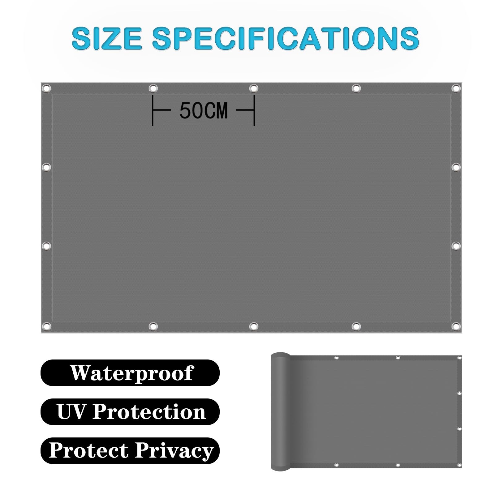 Zadaszenie Markizy Przeciwsłonecznej 1 x 5.8 m Odporna Na Warunki Atmosferyczne, Trwała, Z Filtrem Uv, Prostokątna, Wodoodporna Pergola Do Ogrodu, Na Patio, Jasny szary