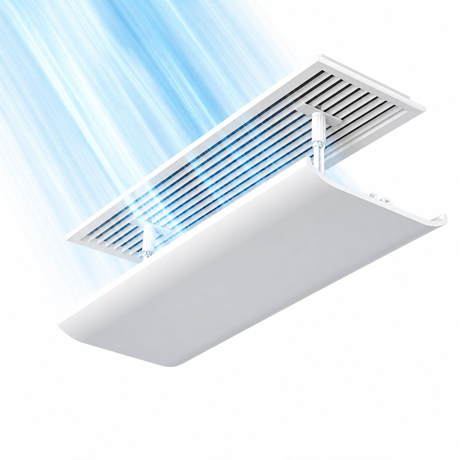 WAMJ AQDY Air Conditioner Deflector for Ceiling and Central AC Registers, Adjustable AC Vent Deflector with Hook-On Installation, PVC and Resin Anti Direct Blowing Wind Baffle(21in/53cm)