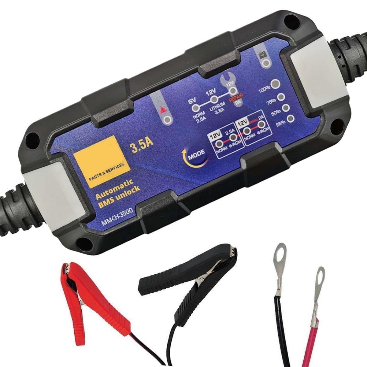 Mantenitore batteria moto 6/12V PIOMBO/AGM/GEL/Litio Caricabatterie per Auto e Moto 3,5Ah Compatto MMCH-3500