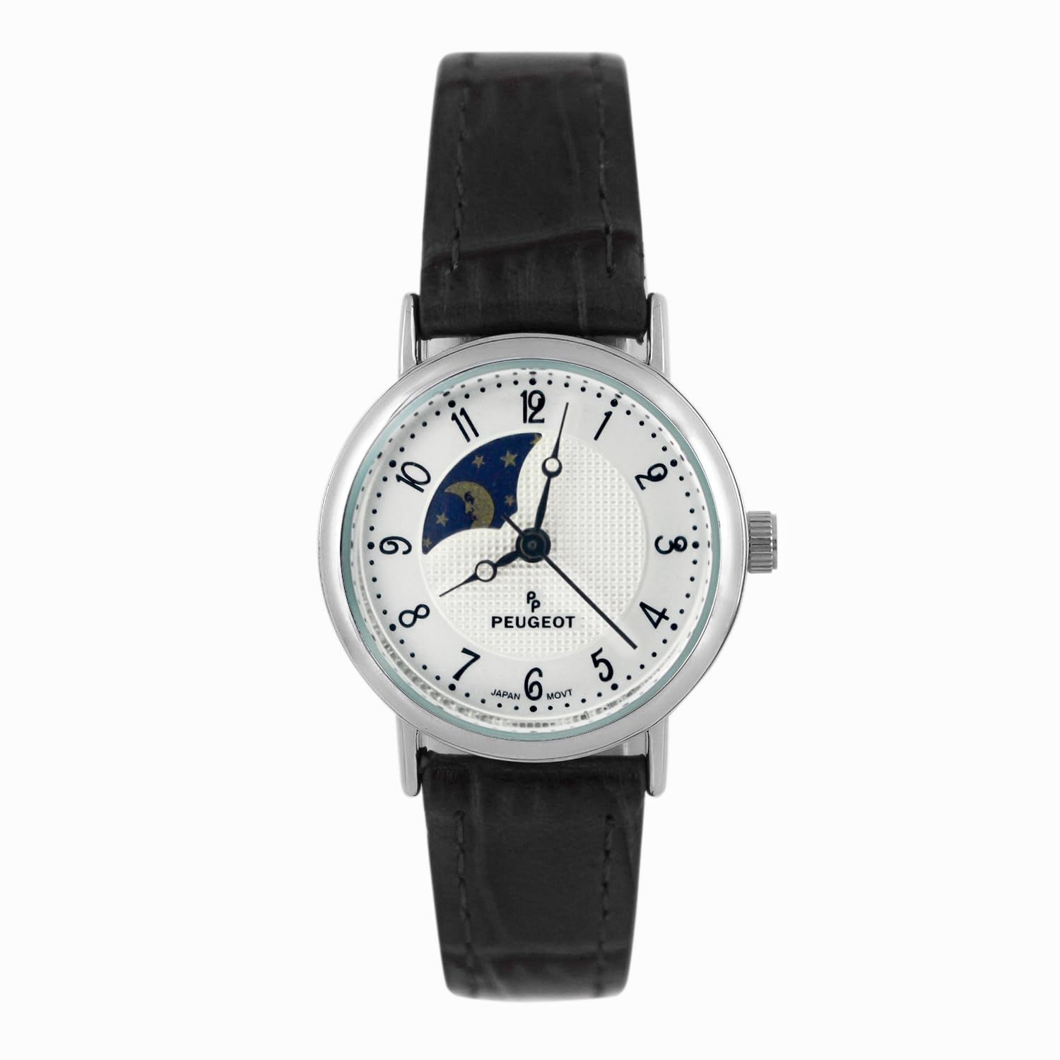 Peugeot Women's Sun Moon Phase Vintage Dress Watch Leather Strap