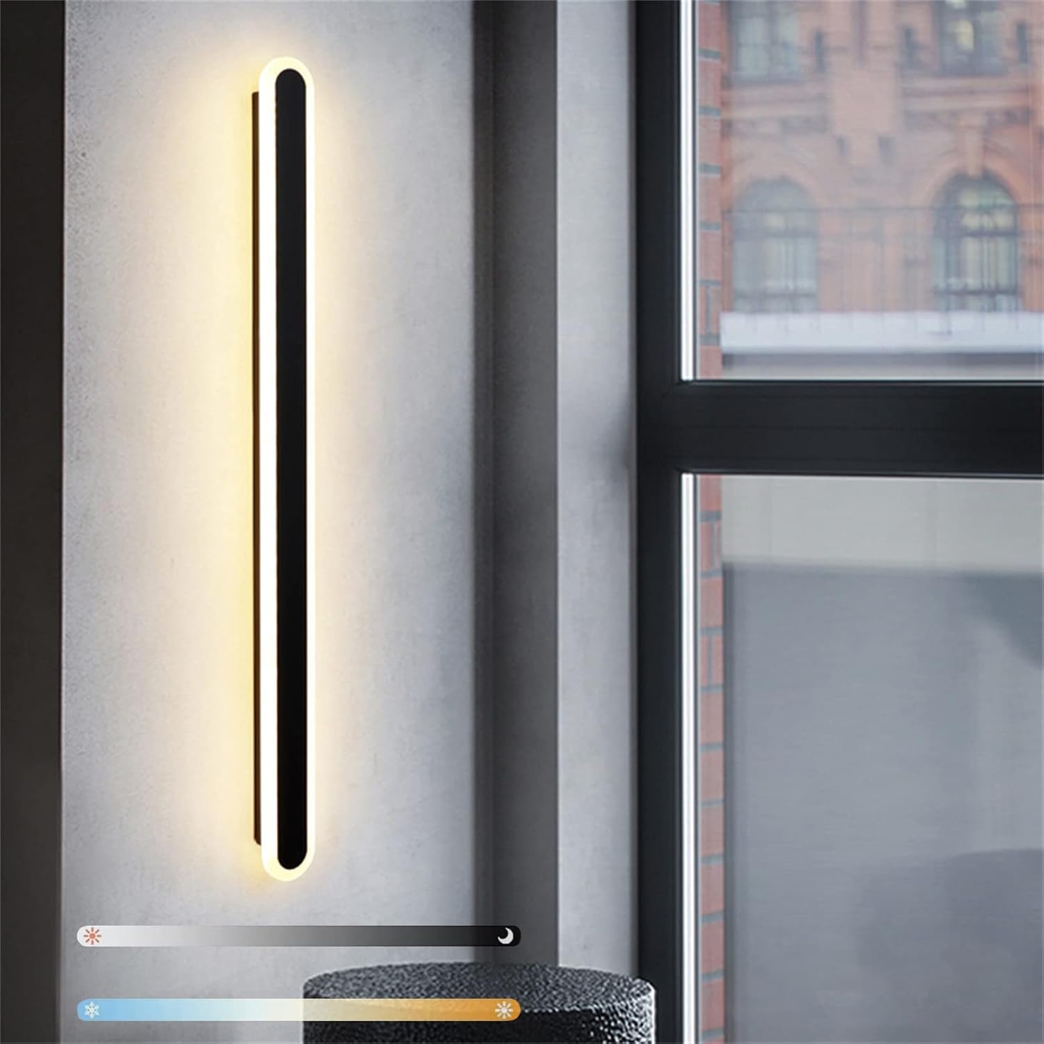 KKXXYQFC Kinkiety Kinkiety Wewnętrzne długie paski LED LED Możliwość przyciemniania w górę w dół Światło ścienne Regulowany kolor Akrylowa aluminiowa oprawa ścienna (Noir, 100 cm 48 W)