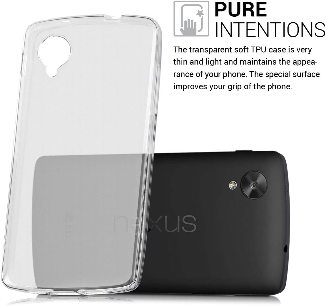 kwmobile Crystal Case Compatible with LG Google Nexus 5 - Soft Flexible TPU Silicone Protective Cover - Matte Transparent