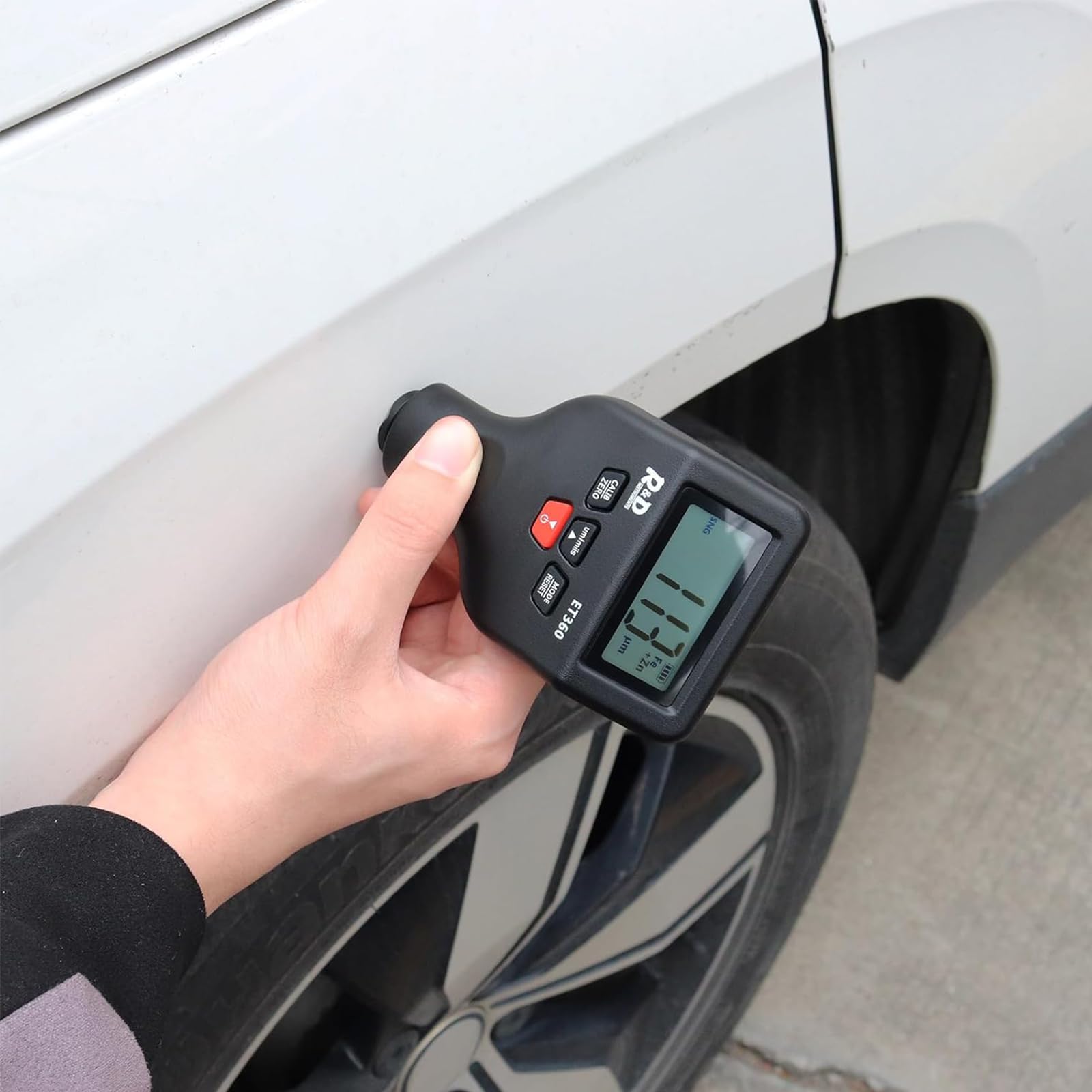 RDINSCOS Spessimetro Vernice 0-1500um Spessimetro di Rivestimento con LCD Retroilluminato Misuratore di Spessore Digitale per Auto Usate/Industria Metallica, Fe/NFe/Zn Riconoscimento Automatico