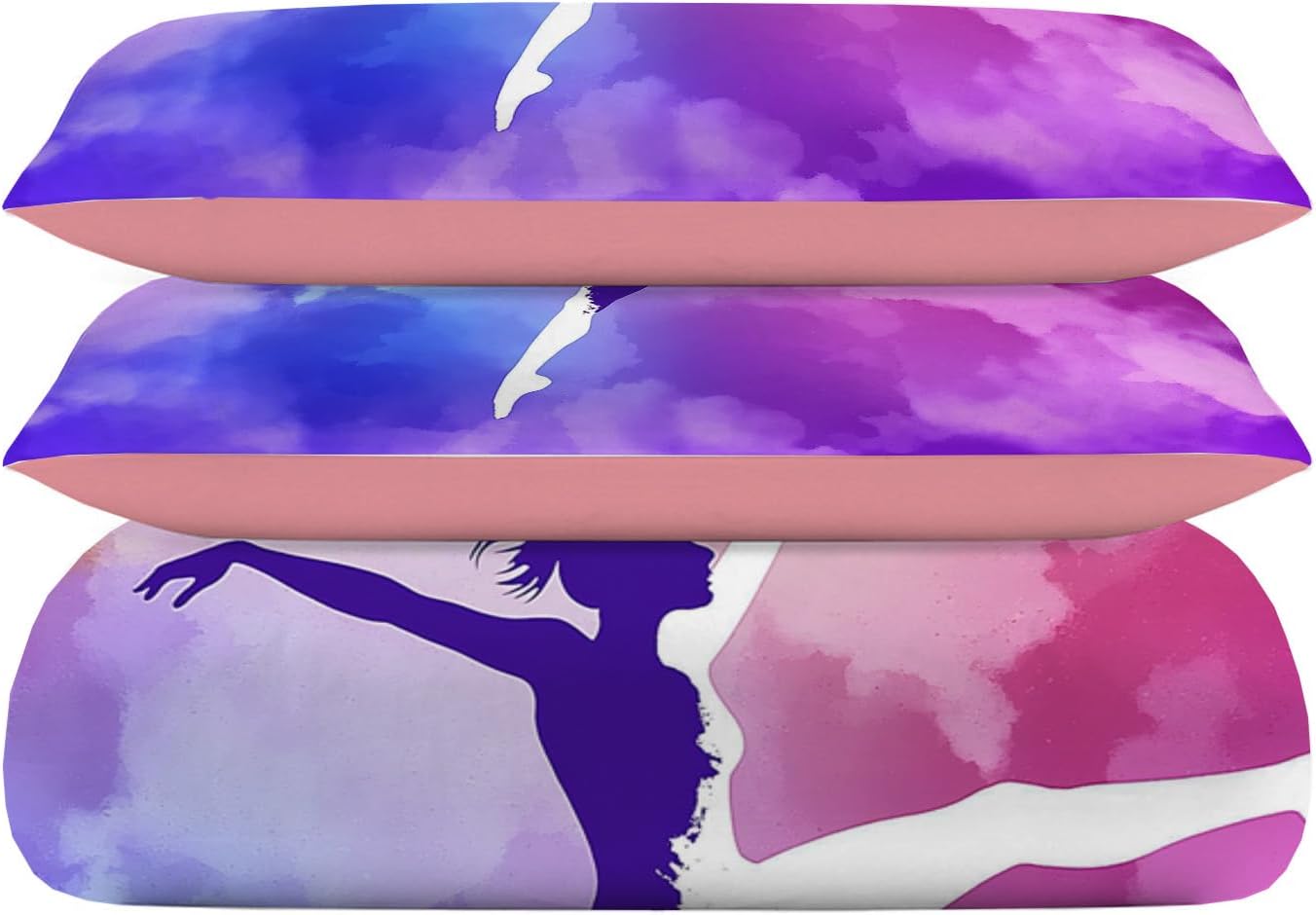 Bedding Quilt Set Queen Size- Colorfuland Elegant Ballet Quilts for Queen Size Bed,Suitable for Girls Sports Theme Pattern Reversible Bedding Set - Microfiber Coverlet Bedspread Comforter