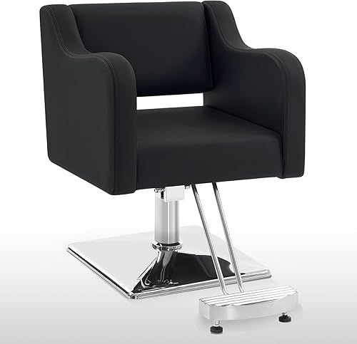 BarberPub Silla de salón clásica para estilista, silla de peluquería hidráulica, equipo de spa de salón de belleza 3802 (negro)