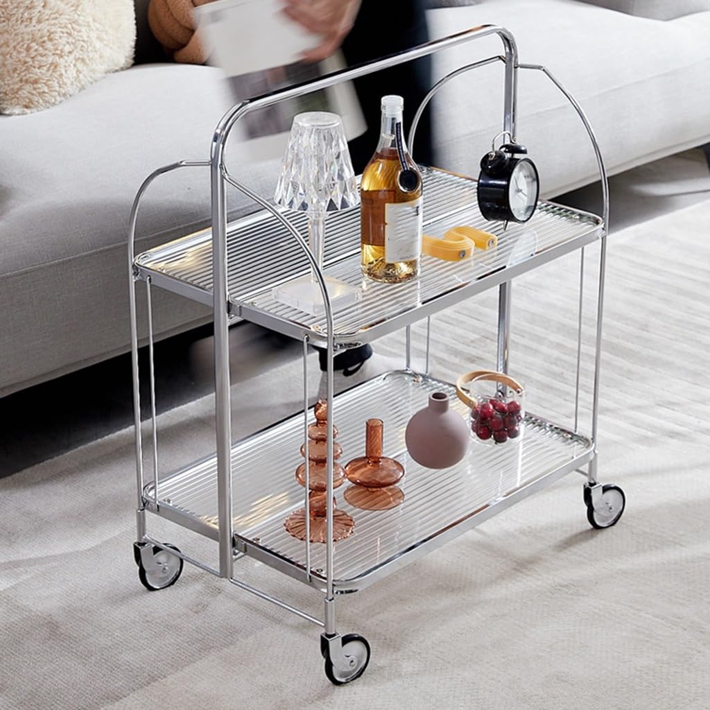 Carrello da bar pieghevole con ruote e maniglia, versatile carrello da portata per caffè, tè e bevande, carrello Rolling Beve Sto per cucina e uso par
