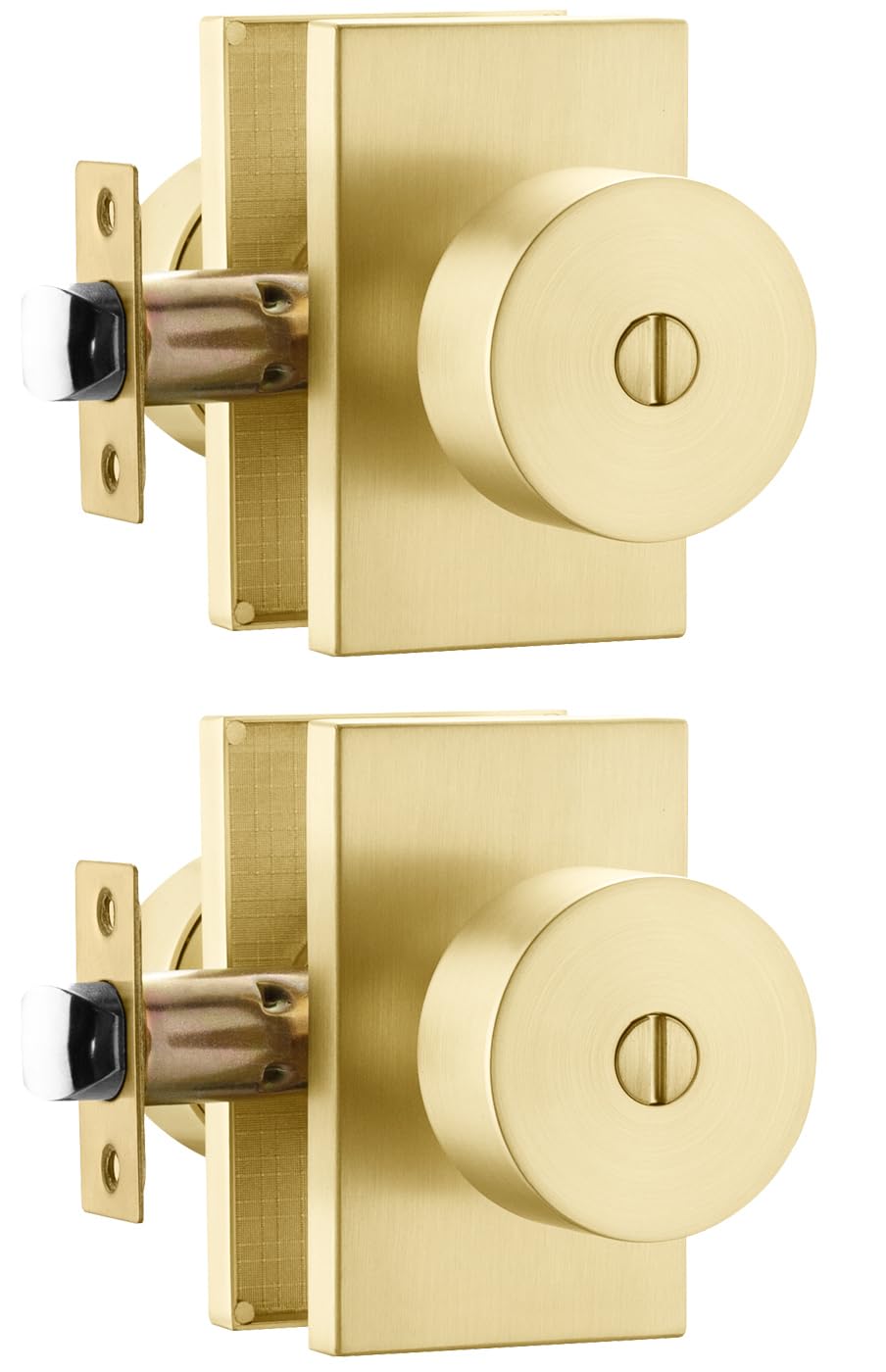 goldenwarm Gold Door Knobs Interior, Zinc Alloy Brushed Gold Interior Door Knobs Bedroom Bathroom, Heavy Duty Brushed Brass Door Lever, Modern Privacy