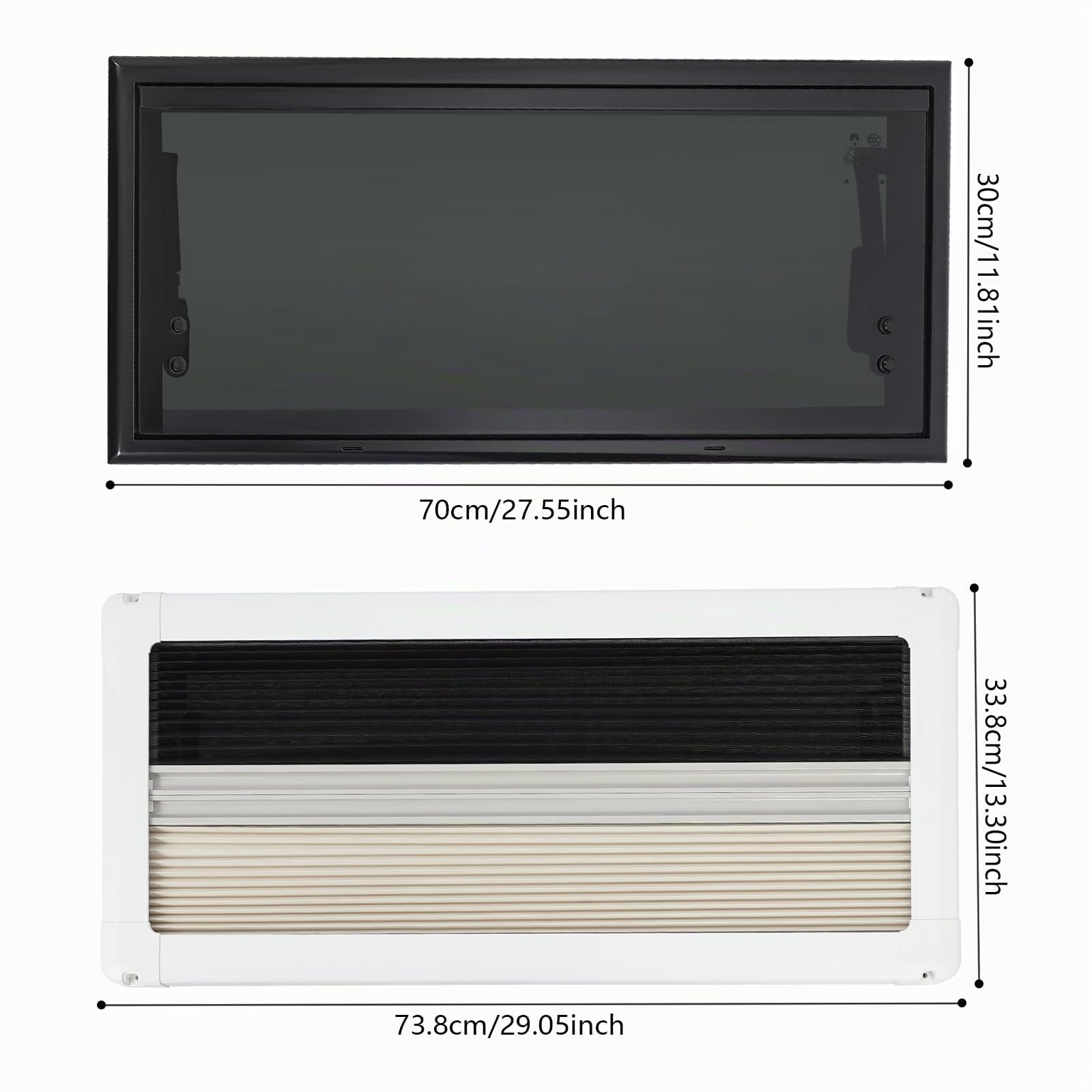 Fenêtre basculante pour camping-car, caravane, avec moustiquaire, fenêtre latérale, pour camping-car, fenêtre de camping-car (70 x 30 cm)